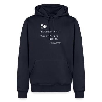 Elf typisch Bremisch Spruch norddeutsch Schrift - Männer Premium Bio Hoodie - Navy - Vorne - Nico (187cm)