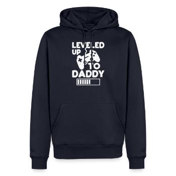 Niveau supérieur à papa - Père - Sweat à capuche Premium bio Homme - bleu marine - Devant - Nico (187cm)