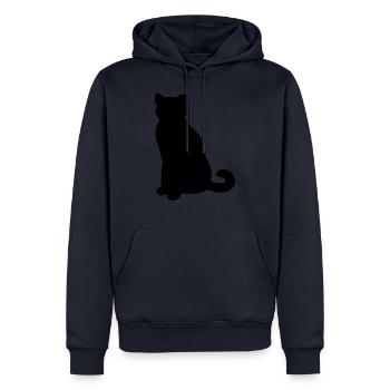 Simple schwarze Katze - simple black cat - Männer Premium Bio Hoodie - Navy - Vorne - Nico (187cm)