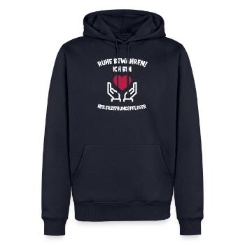 Heilerziehungspfleger / Ruhe bewahren / Pflege - Männer Premium Bio Hoodie - Navy - Vorne - Nico (187cm)