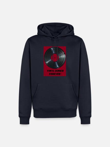 Vinyl Junkie forever - rot - Männer Premium Bio Hoodie - Navy