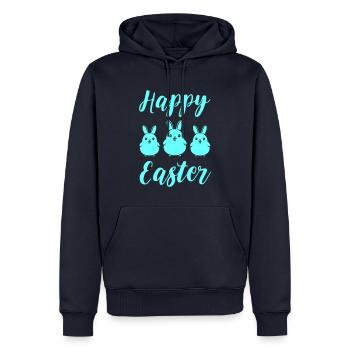 Joyeux lapins de Pâques - Sweat à capuche Premium bio Homme - bleu marine - Devant - Nico (187cm)