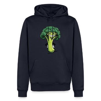 Vegan Lover - Brocoli rieur - Sweat à capuche Premium bio Homme - bleu marine - Devant - Nico (187cm)