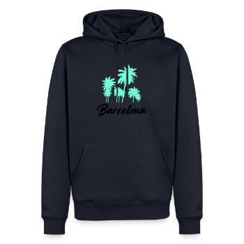 Barcelone - Sweat à capuche Premium bio Homme - bleu marine - Devant - Nico (187cm)
