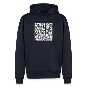 What the FxCk - There So Many - Art Work - Männer Premium Bio Hoodie - Navy - Vorne - Nico (187cm)