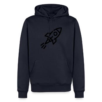 Die Rakete - Männer Premium Bio Hoodie - Navy - Vorne - Nico (187cm)