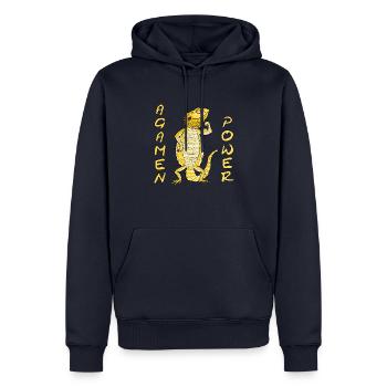 Pouvoir d’Agamen - Sweat à capuche Premium bio Homme - bleu marine - Devant - Nico (187cm)