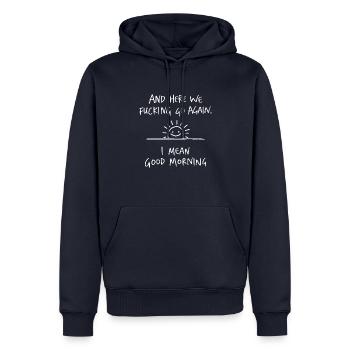 Good Morning - Männer Premium Bio Hoodie - Navy - Vorne - Nico (187cm)