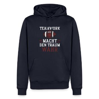 Teamwork macht den Traum wahr - Männer Premium Bio Hoodie - Navy - Vorne - Nico (187cm)