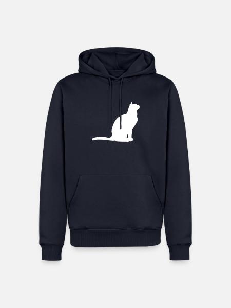 Sitzende Katze - Männer Premium Bio Hoodie - Navy