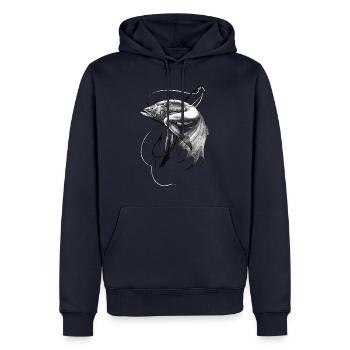 Die umgekehrte Meerjungfrau - Männer Premium Bio Hoodie - Navy - Vorne - Nico (187cm)