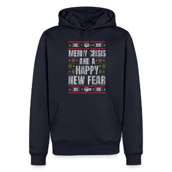 Happy Crisis - Männer Premium Bio Hoodie - Navy - Vorne - Nico (187cm)