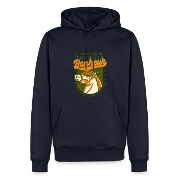 Cheval Humour - Sweat à capuche Premium bio Homme - bleu marine - Devant - Nico (187cm)