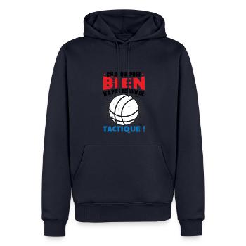 Boccia Joueur de Boules Slogan Pétanque - Sweat à capuche Premium bio Homme - bleu marine - Devant - Nico (187cm)