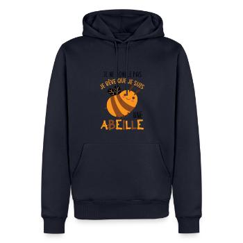 Abeilles Apicoles Drôles - Sweat à capuche Premium bio Homme - bleu marine - Devant - Nico (187cm)