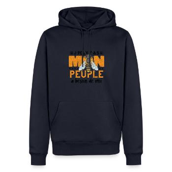 Mon Peuple Besoin De Moi - Sweat à capuche Premium bio Homme - bleu marine - Devant - Nico (187cm)