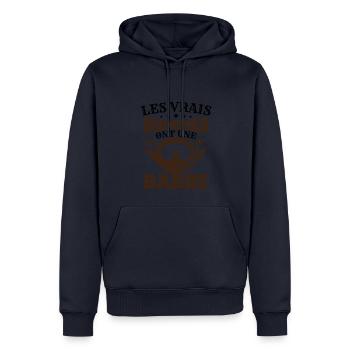 Homme Barbe Humour - Sweat à capuche Premium bio Homme - bleu marine - Devant - Nico (187cm)