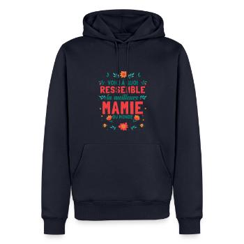 La Meilleur Mamie Du Monde - Sweat à capuche Premium bio Homme - bleu marine - Devant - Nico (187cm)