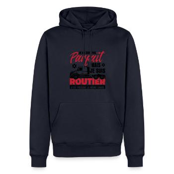 Routier Humour Camion Camionneur Conducteur - Sweat à capuche Premium bio Homme - bleu marine - Devant - Nico (187cm)