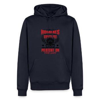 Drole Camion Chauffeur Poids Lourd Routier - Sweat à capuche Premium bio Homme - bleu marine - Devant - Nico (187cm)