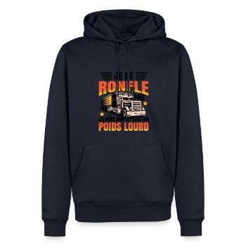 Humoristique Routier Camionneur Humour Poids Lourd - Sweat à capuche Premium bio Homme - bleu marine - Devant - Nico (187cm)