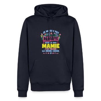 La Meilleure Mamie Humour Grand-Maman Cadeau Mémé - Sweat à capuche Premium bio Homme - bleu marine - Devant - Nico (187cm)