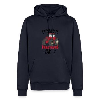 J'Aime Juste Les Tracteurs - Sweat à capuche Premium bio Homme - bleu marine - Devant - Nico (187cm)