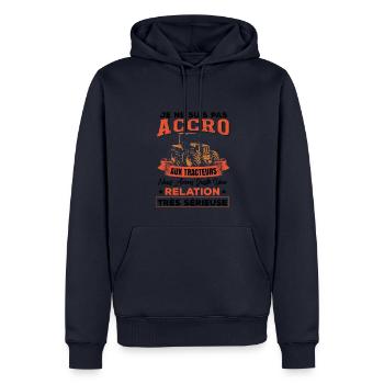 Tracteur Humour Paysan Fermier - Sweat à capuche Premium bio Homme - bleu marine - Devant - Nico (187cm)