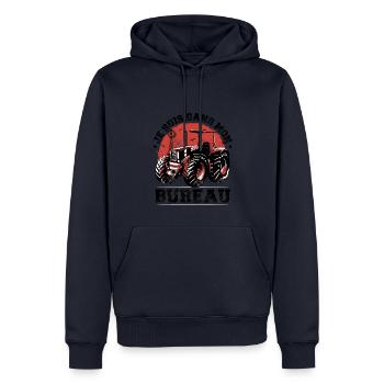 Je Suis Dans Mon Bureau - Sweat à capuche Premium bio Homme - bleu marine - Devant - Nico (187cm)