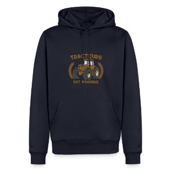 Tracteur Humour Paysan Conducteur - Sweat à capuche Premium bio Homme - bleu marine - Devant - Nico (187cm)