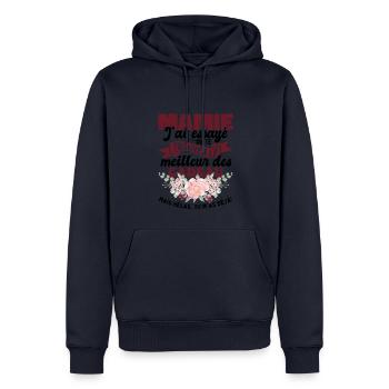 Mamie Cadeau Fête Des Mères - Sweat à capuche Premium bio Homme - bleu marine - Devant - Nico (187cm)