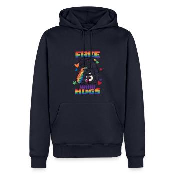 Une maman gratuite embrasse le mois de la fierté LGBT mignonne - Sweat à capuche Premium bio Homme - bleu marine - Devant - Nico (187cm)