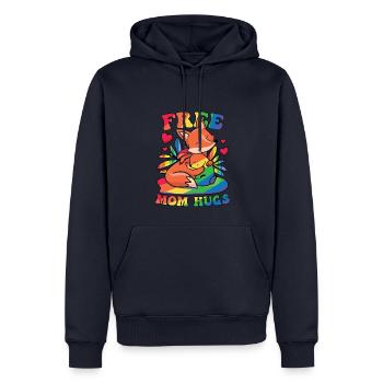 Câlins gratuits pour maman - Sweat à capuche Premium bio Homme - bleu marine - Devant - Nico (187cm)