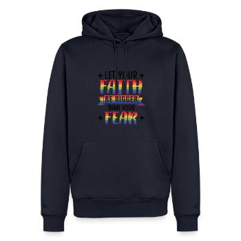 Citation LGBT - Sweat à capuche Premium bio Homme - bleu marine - Devant - Nico (187cm)