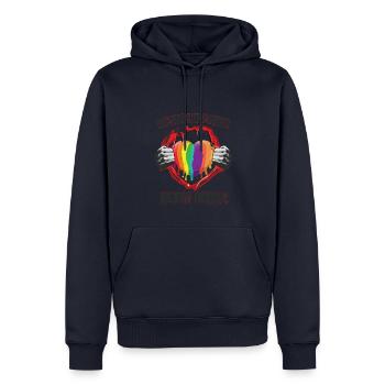 Wir haben das gleiche Herz im Inneren - Männer Premium Bio Hoodie - Navy - Vorne - Nico (187cm)