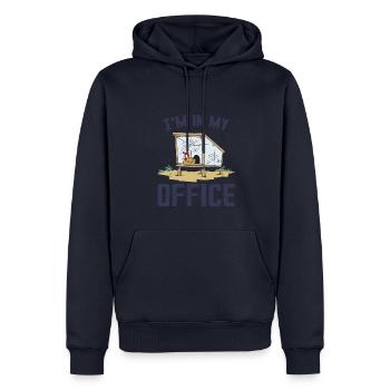 Je suis dans mon bureau - Sweat à capuche Premium bio Homme - bleu marine - Devant - Nico (187cm)