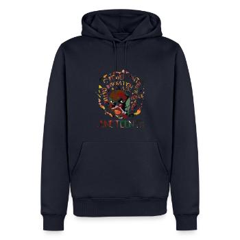 Juneteenth Women Black Freedom Day - Sweat à capuche Premium bio Homme - bleu marine - Devant - Nico (187cm)