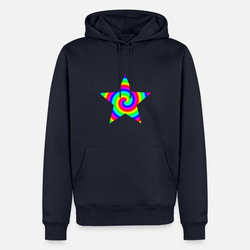 Stern Regenbogen Spirale Geschenkidee bunt - Männer Premium Bio Hoodie - Navy