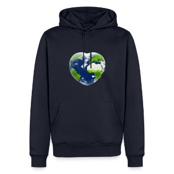 Erde Herz herzförmiger Planet Geschenkidee - Männer Premium Bio Hoodie - Navy - Vorne - Nico (187cm)
