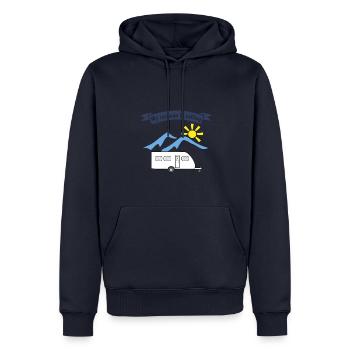 caravane appelle - Sweat à capuche Premium bio Homme - bleu marine - Devant - Nico (187cm)