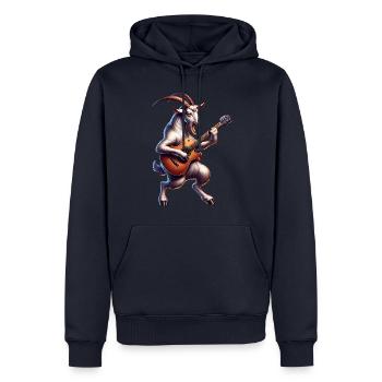 Cool Goat jouant de la conception de bande de guitare électrique - Sweat à capuche Premium bio Homme - bleu marine - Devant - Nico (187cm)