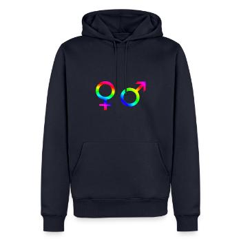 Mann Frau Symbol Gender Geschenkidee Regenbogen - Männer Premium Bio Hoodie - Navy - Vorne - Nico (187cm)