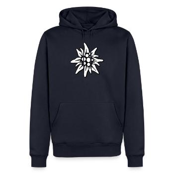 Edelweiss 2c petit - Sweat à capuche Premium bio Homme - bleu marine - Devant - Nico (187cm)