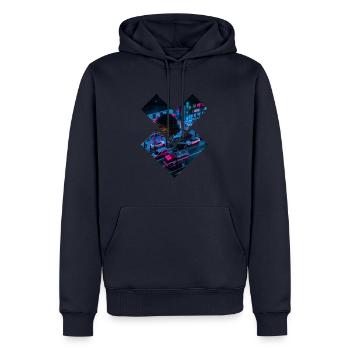 Cyberpunk neons - Männer Premium Bio Hoodie - Navy - Vorne - Nico (187cm)