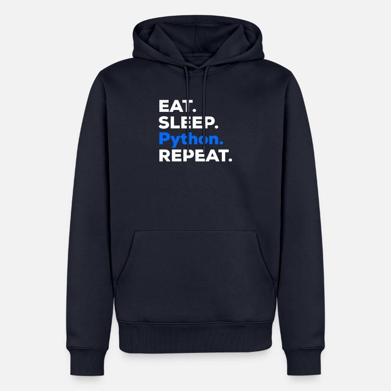 Eat Sleep Python Repeat - Sweat à capuche Premium bio Homme - bleu marine