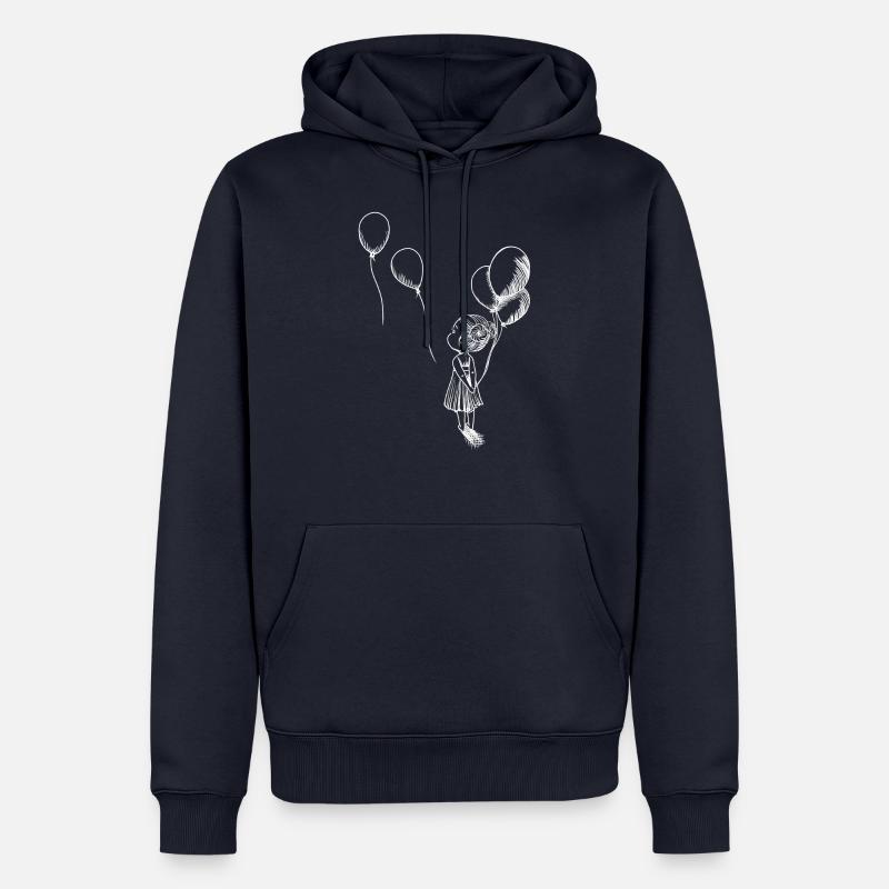 Mädchen mit Luftballons weiß - Männer Premium Bio Hoodie - Navy