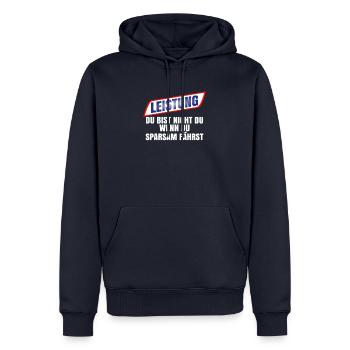 Du bist nicht du wenn du sparsam fährst - Männer Premium Bio Hoodie - Navy - Vorne - Nico (187cm)