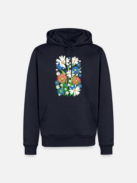 24 Blumen Schmetterlinge Sommer Wiese - Männer Premium Bio Hoodie - Navy