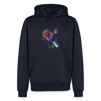tennis,schläger,ball,graffiti,blau,malerei,bunt - Männer Premium Bio Hoodie - Navy - Vorne - Nico (187cm)