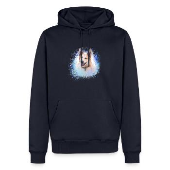 Chinook, dog, graffiti,blue,painting, - Men’s Premium Organic Hoodie - navy - Front - Nico (187cm)